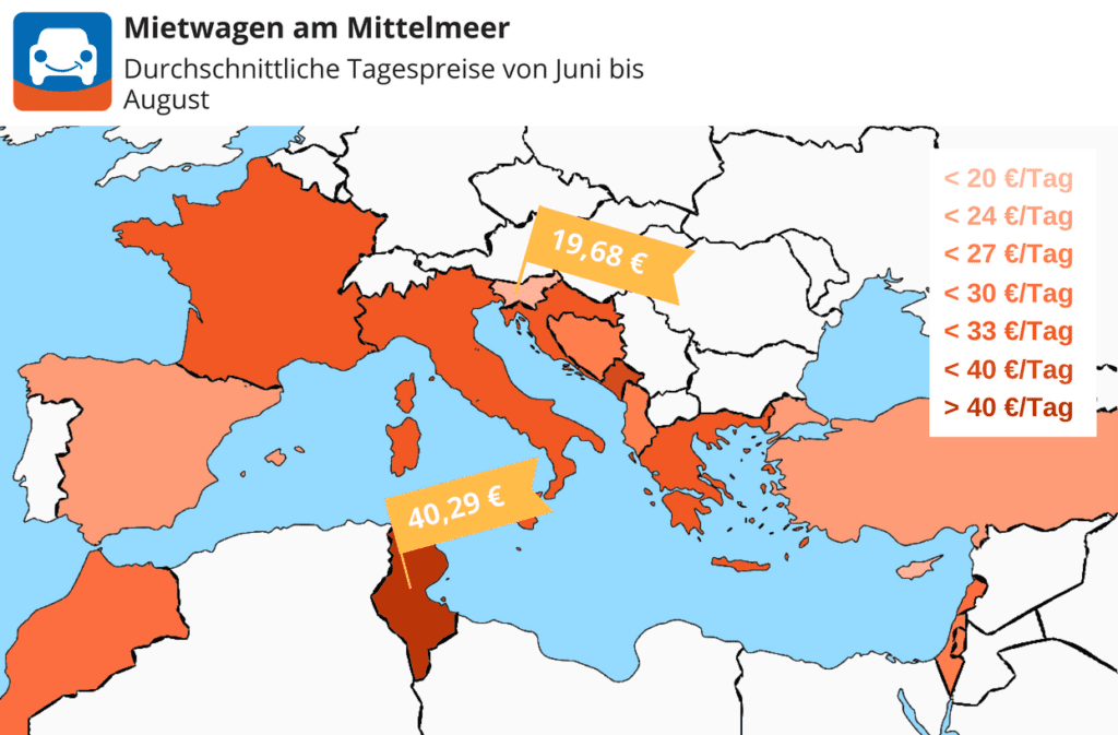 HAPPYCAR Mittelmeer Preis Heat Map